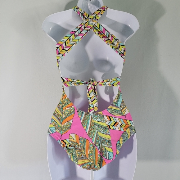 TRINA TURK Tuvalu Print One-Piece Swimsuit Sz 6 Beachy Resortwear Vacation Sexy - Picture 2 of 11